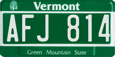 VT license plate AFJ814