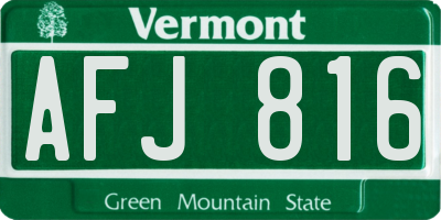 VT license plate AFJ816