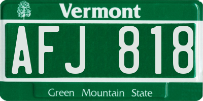 VT license plate AFJ818