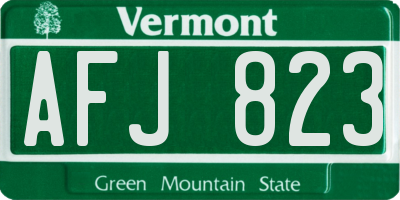 VT license plate AFJ823