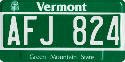 VT license plate AFJ824