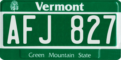 VT license plate AFJ827