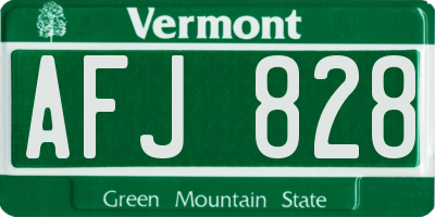 VT license plate AFJ828