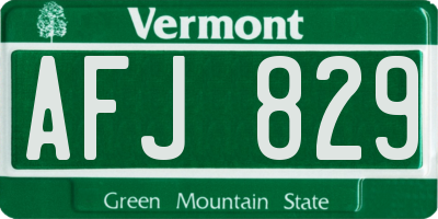VT license plate AFJ829
