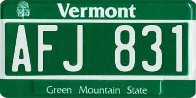 VT license plate AFJ831