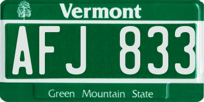 VT license plate AFJ833