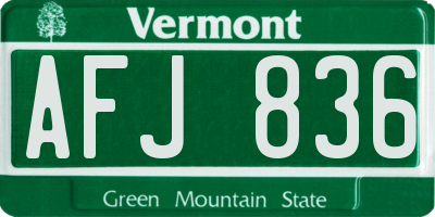 VT license plate AFJ836