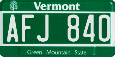 VT license plate AFJ840