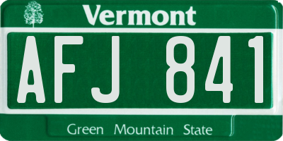 VT license plate AFJ841