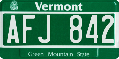 VT license plate AFJ842