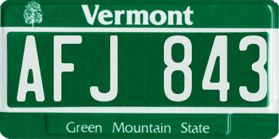 VT license plate AFJ843