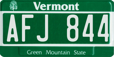 VT license plate AFJ844