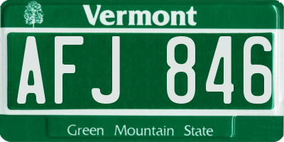 VT license plate AFJ846