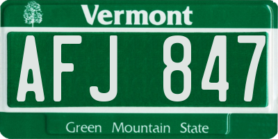 VT license plate AFJ847