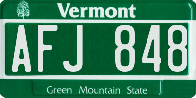VT license plate AFJ848