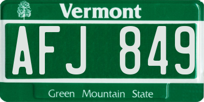 VT license plate AFJ849