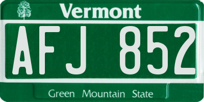 VT license plate AFJ852