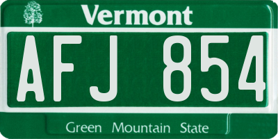 VT license plate AFJ854