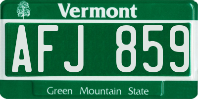 VT license plate AFJ859