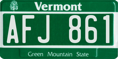 VT license plate AFJ861