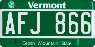 VT license plate AFJ866