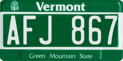 VT license plate AFJ867