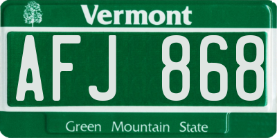 VT license plate AFJ868