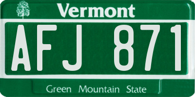 VT license plate AFJ871