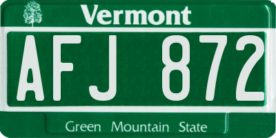 VT license plate AFJ872