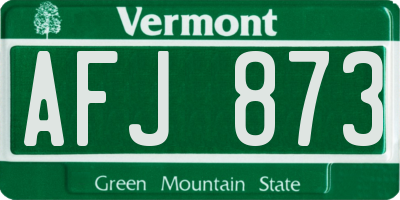 VT license plate AFJ873