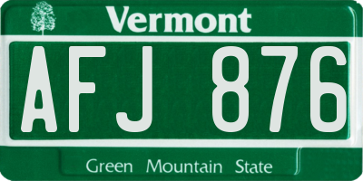 VT license plate AFJ876