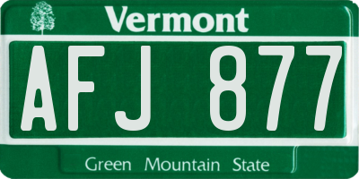 VT license plate AFJ877