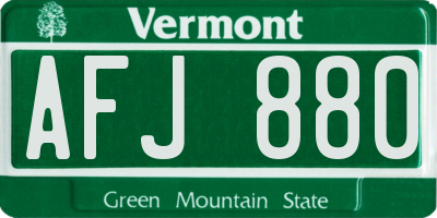 VT license plate AFJ880
