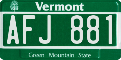 VT license plate AFJ881