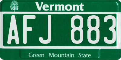 VT license plate AFJ883