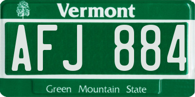 VT license plate AFJ884