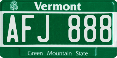VT license plate AFJ888