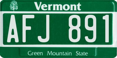 VT license plate AFJ891