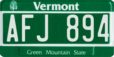 VT license plate AFJ894