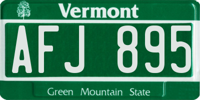 VT license plate AFJ895