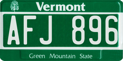 VT license plate AFJ896