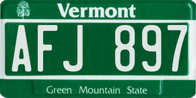 VT license plate AFJ897