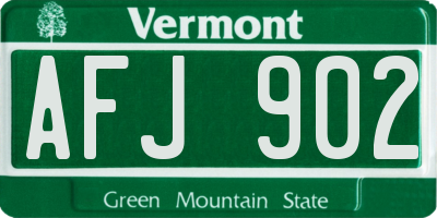 VT license plate AFJ902