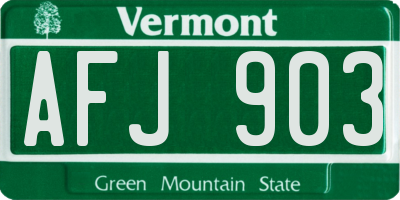 VT license plate AFJ903