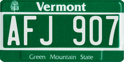 VT license plate AFJ907