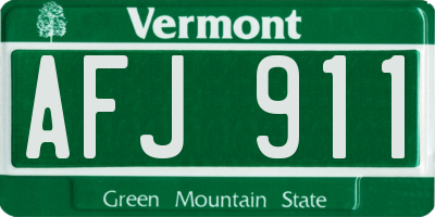 VT license plate AFJ911