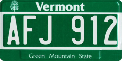VT license plate AFJ912