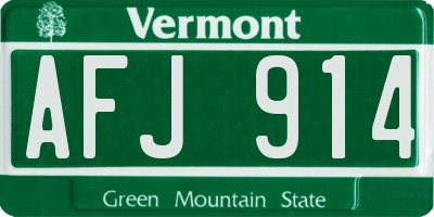 VT license plate AFJ914