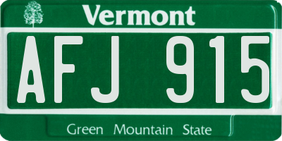 VT license plate AFJ915