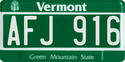VT license plate AFJ916